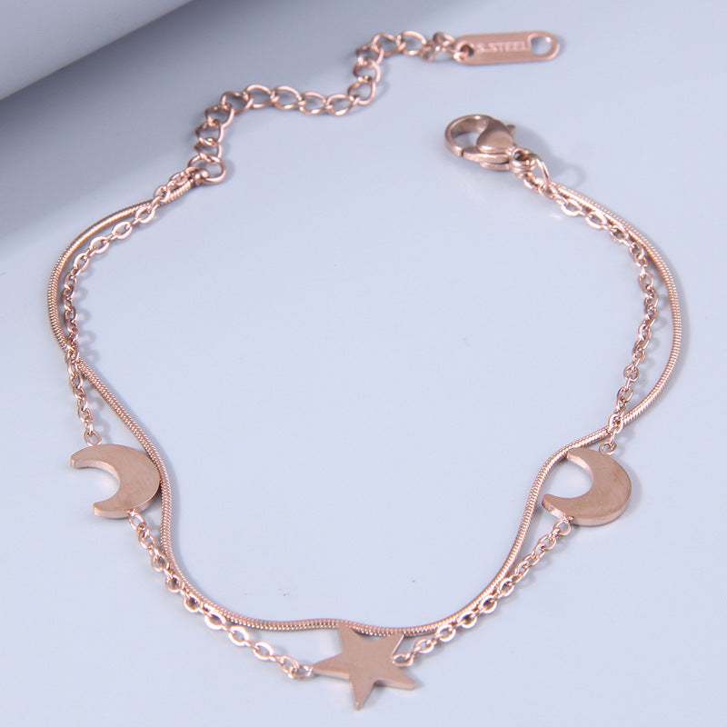 Wholesale Sweet Star Moon Titanium Steel Bracelet